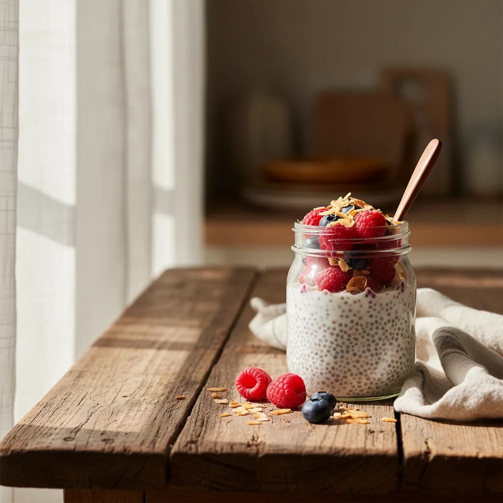 Coconut Milk Chia Pudding with Creamy Coconut and Vanilla